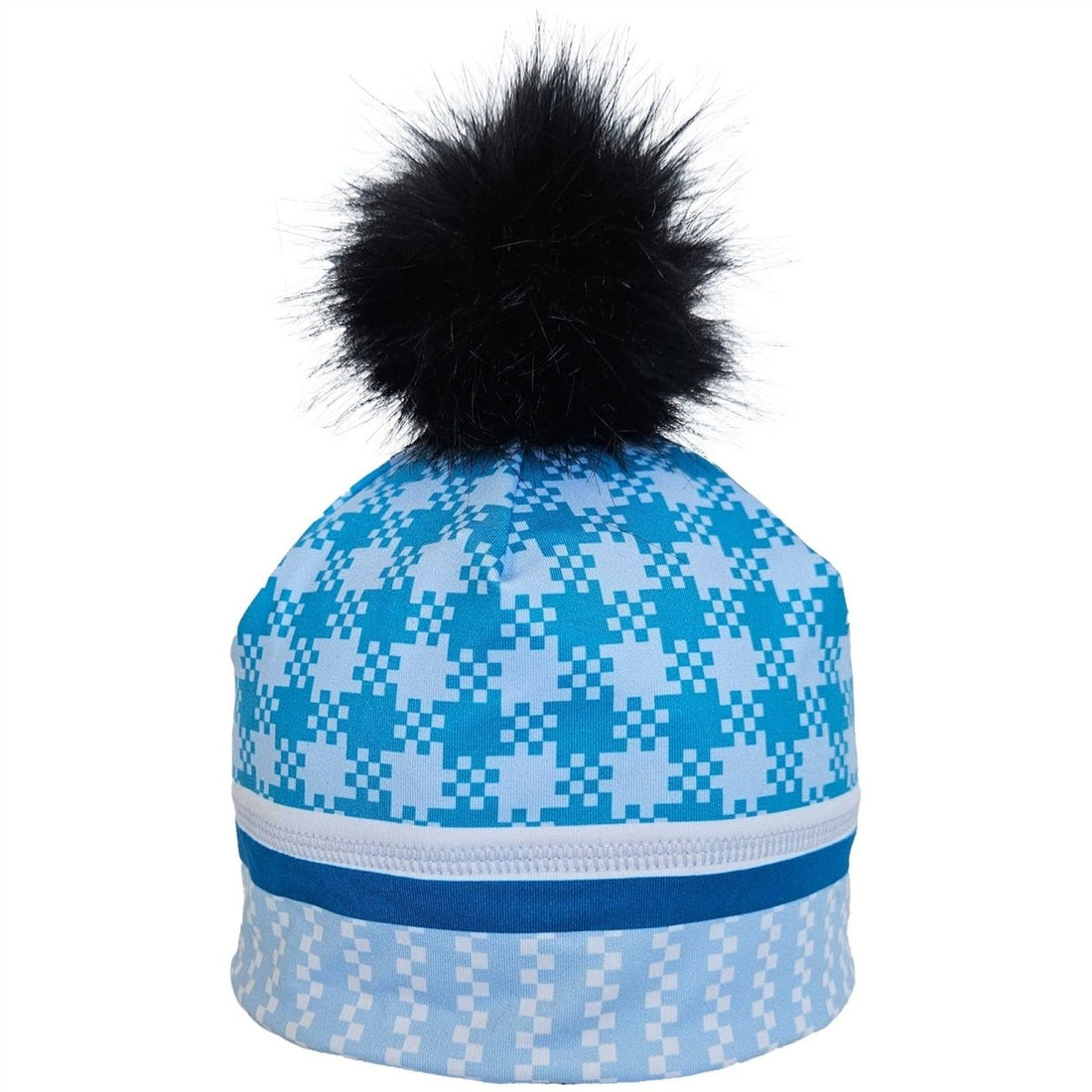 Illustrated Beanie Pom pom hat Women - harmony blue